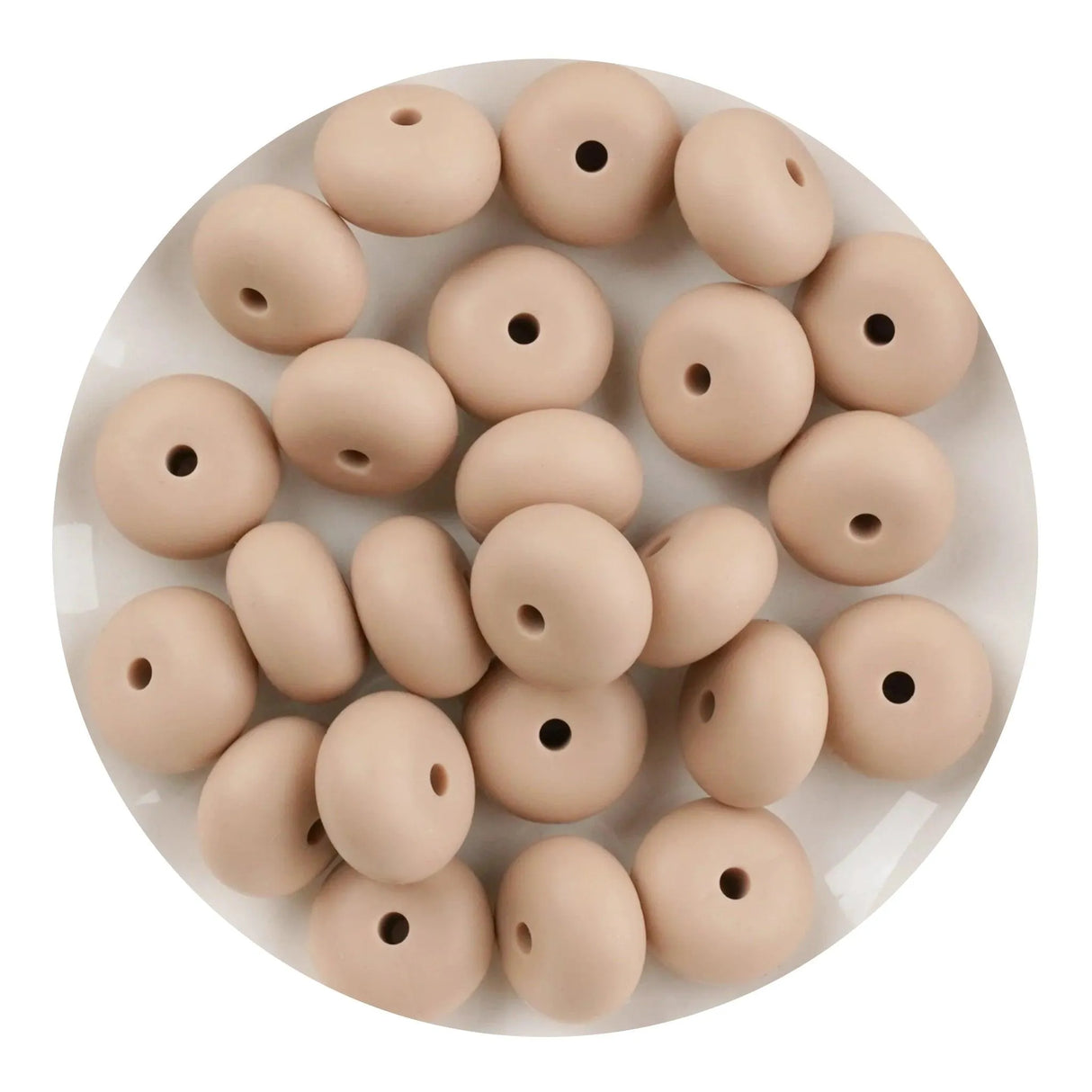 Silicone Bead Abacus Disc - Oatmeal  (5 Beads - 14mm)