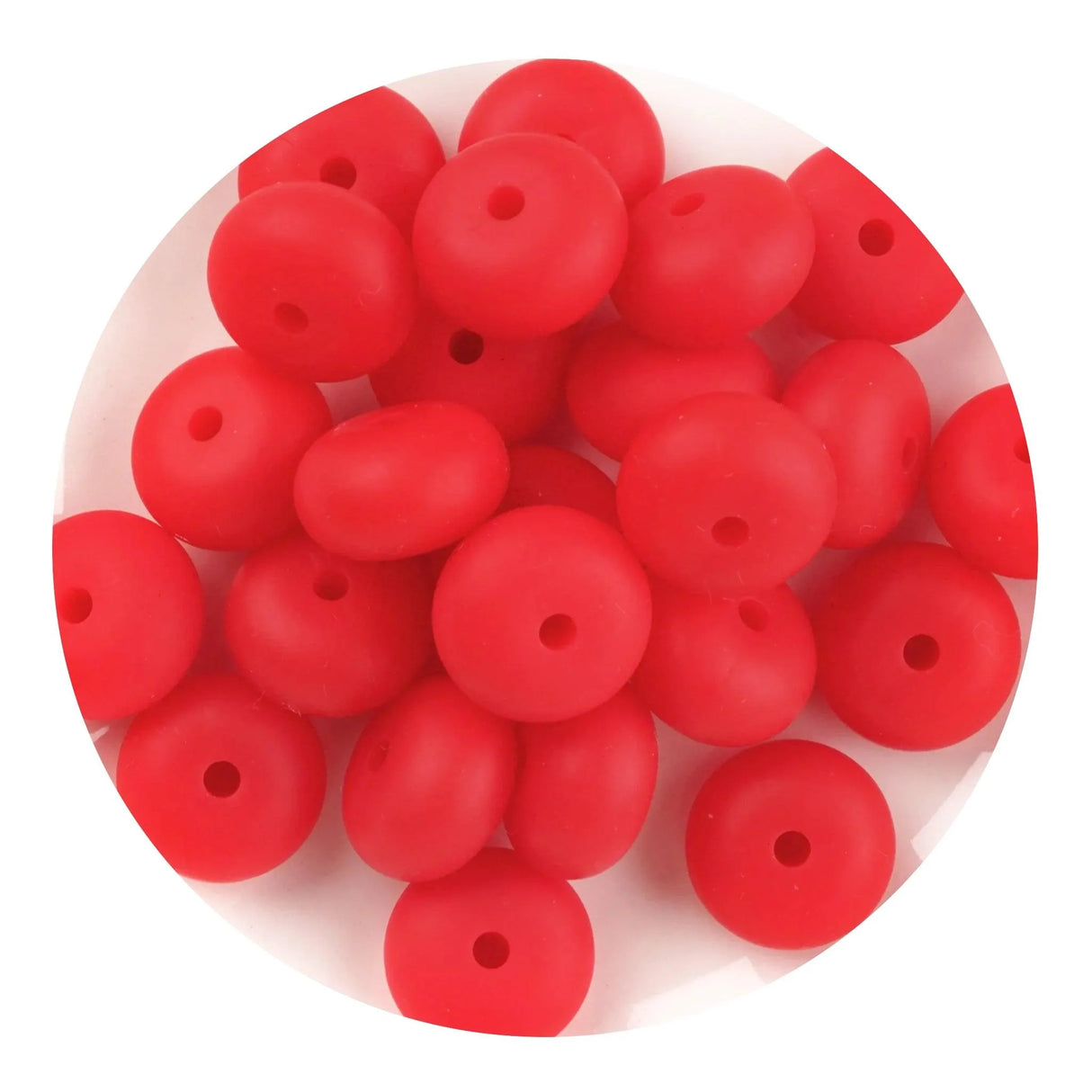 Silicone Bead Abacus Disc - Strawberry Red  (5 Beads - 14mm)