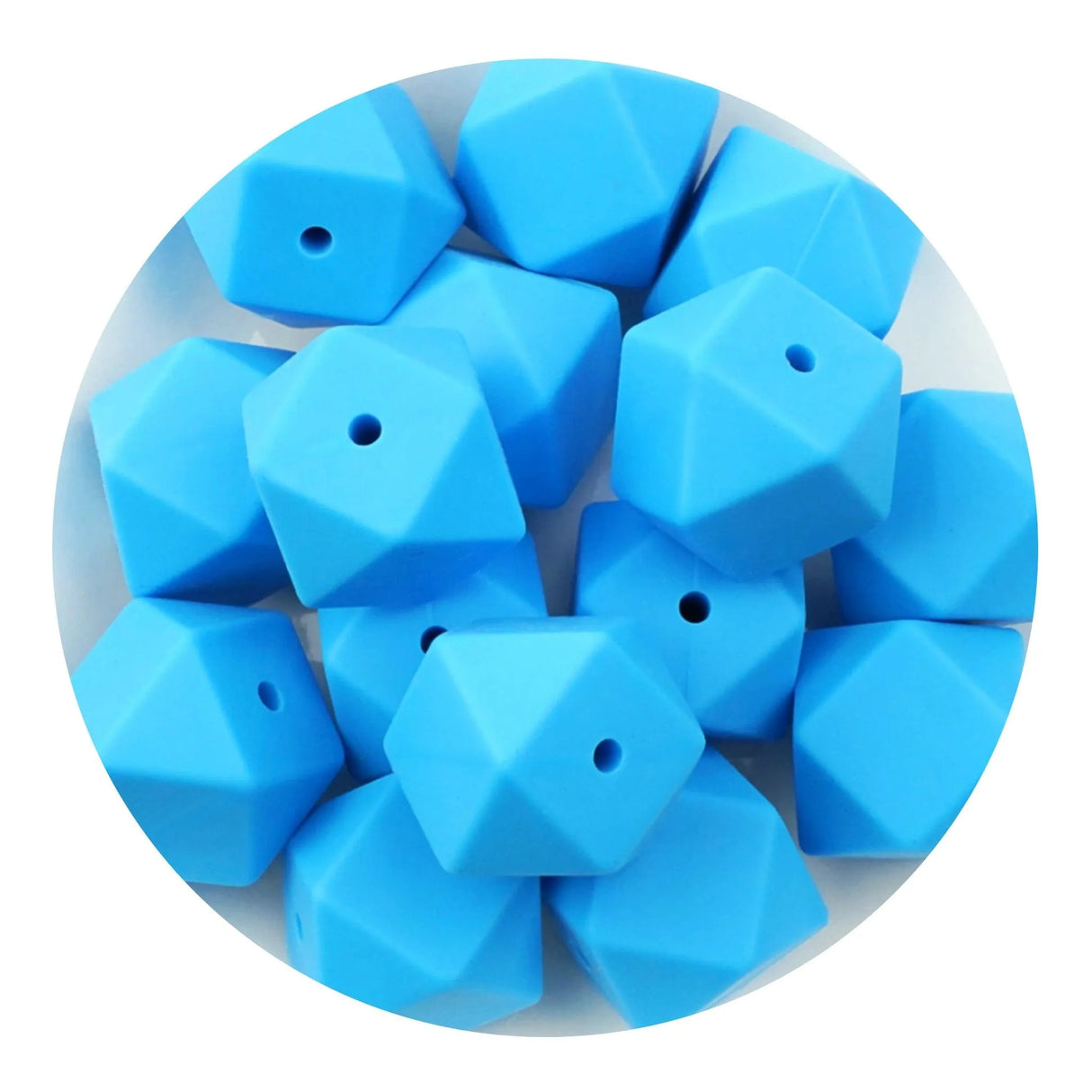 Silicone Bead Hexagon - Blue  (5 Beads - 14mm)