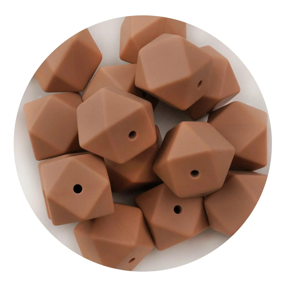 Silicone Bead Hexagon - Camel  (5 Beads - 14mm)