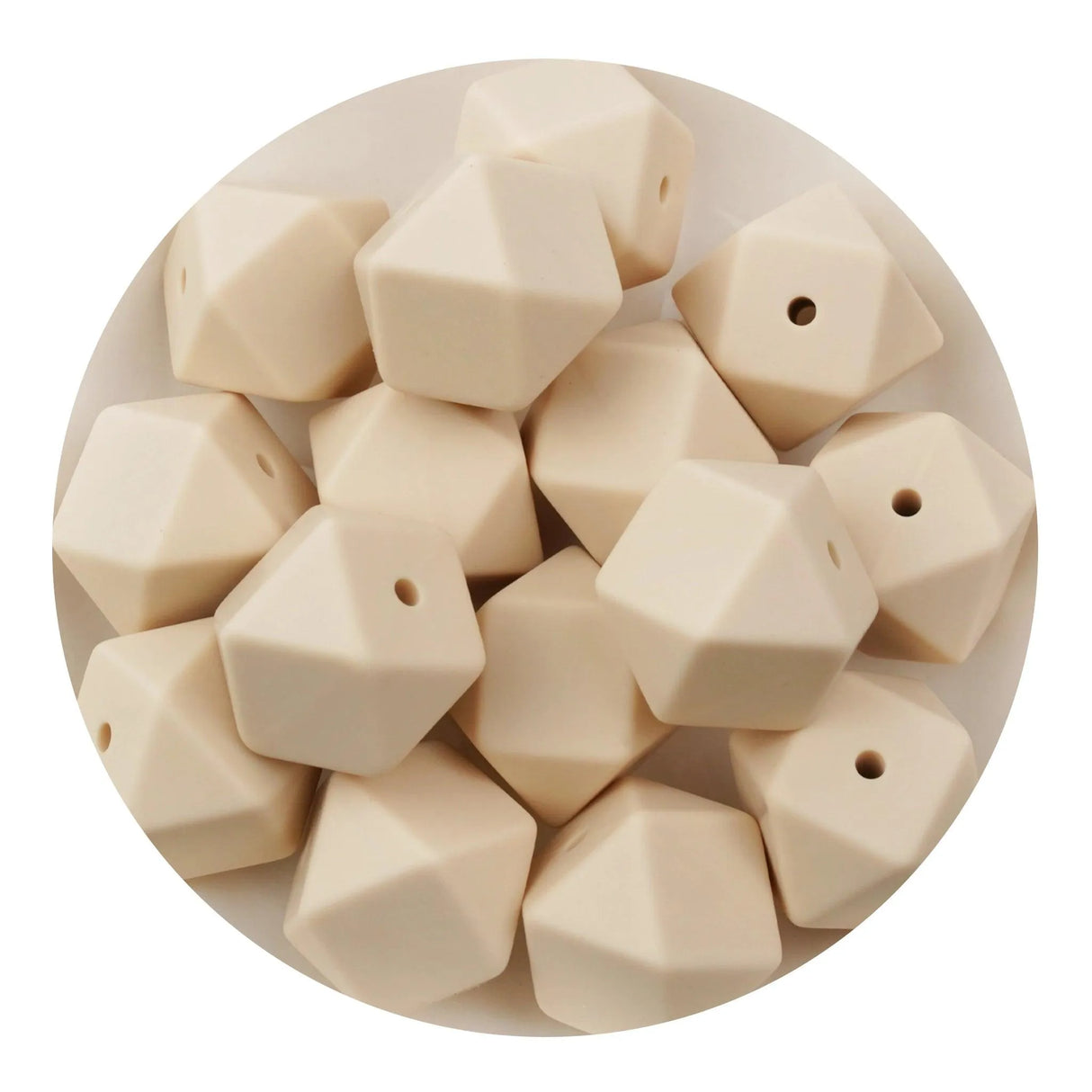 Silicone Bead Hexagon - Ivory  (5 Beads - 14mm)