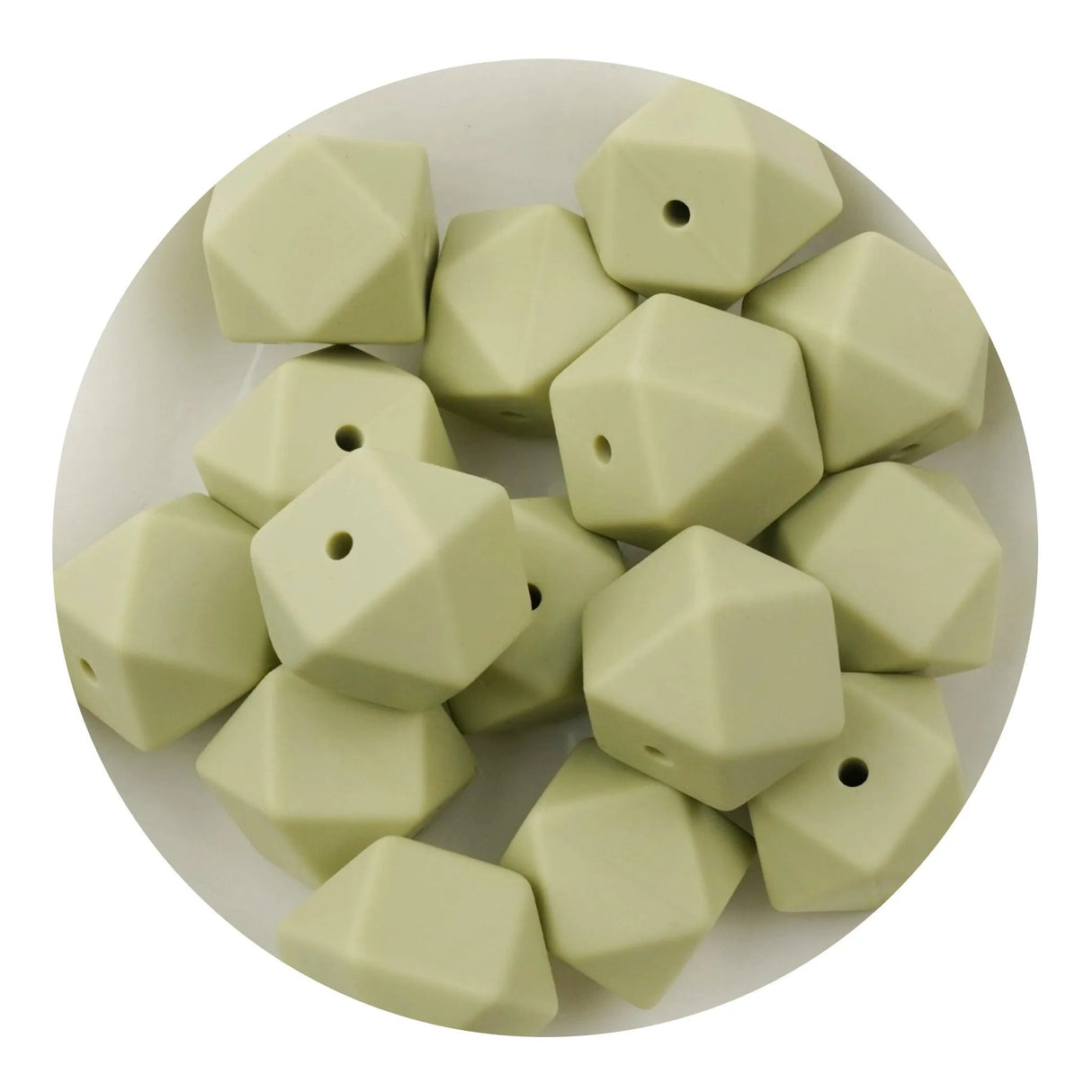 Silicone Bead Hexagon - Lint  (5 Beads - 14mm)