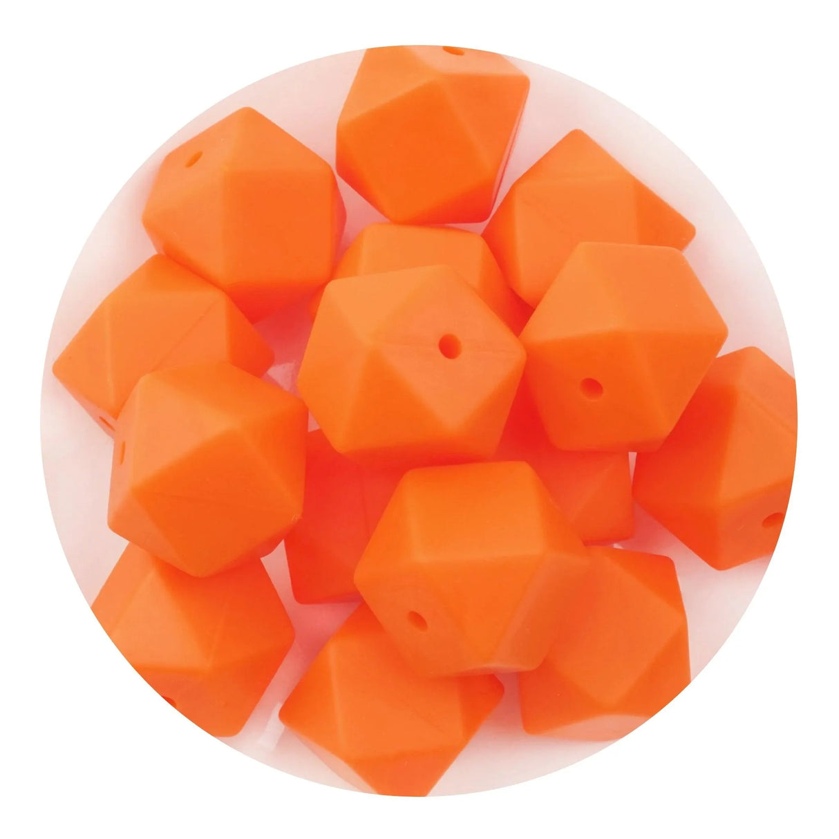 Silicone Bead Hexagon - Orange  (5 Beads - 14mm)