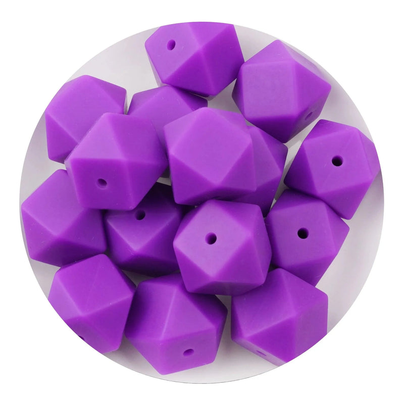 Silicone Bead Hexagon - Purple  (5 Beads - 14mm)