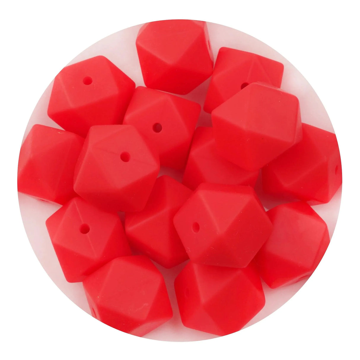 Silicone Bead Hexagon - Red  (5 Beads - 14mm)