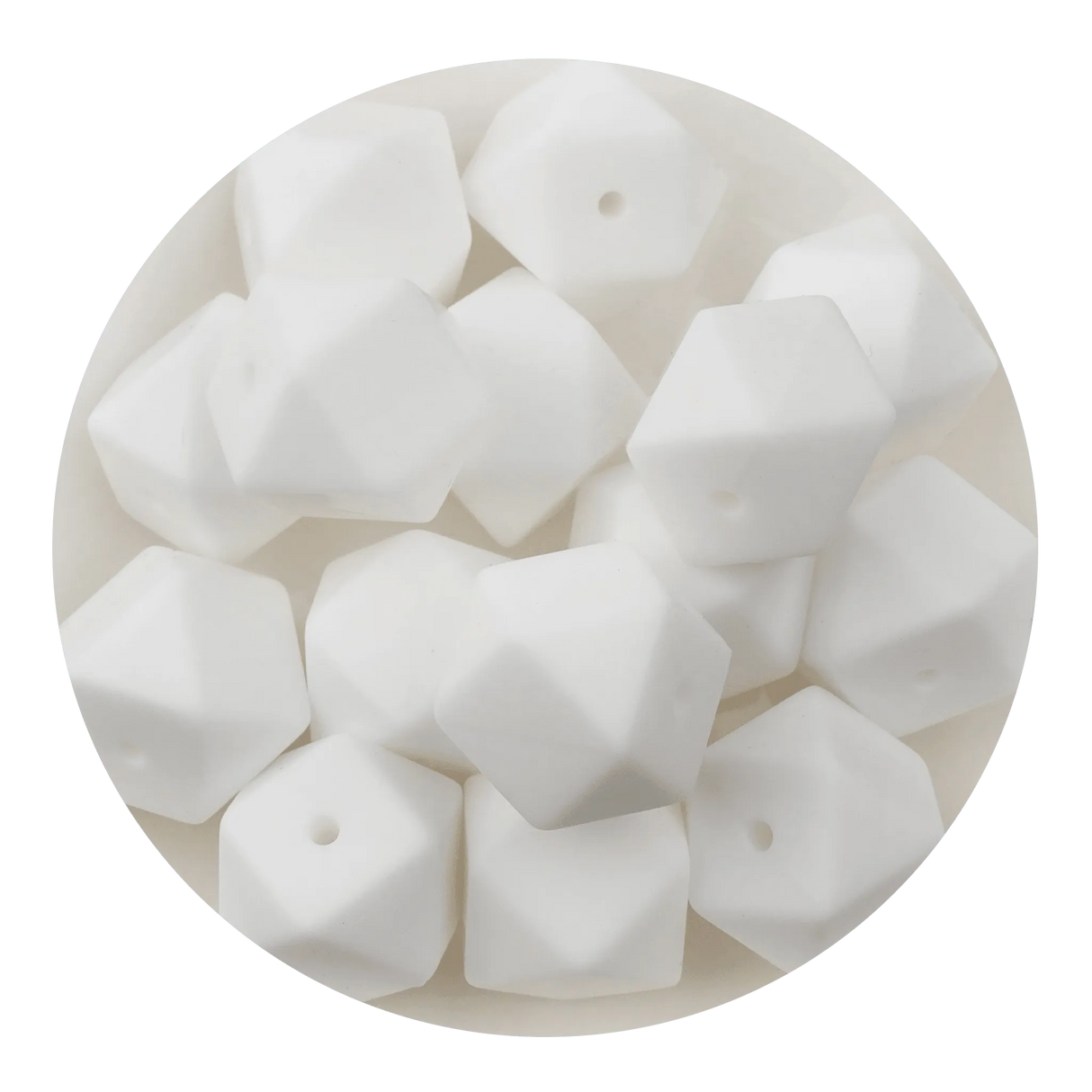 Silicone Bead Hexagon - White  (5 Beads - 14mm)