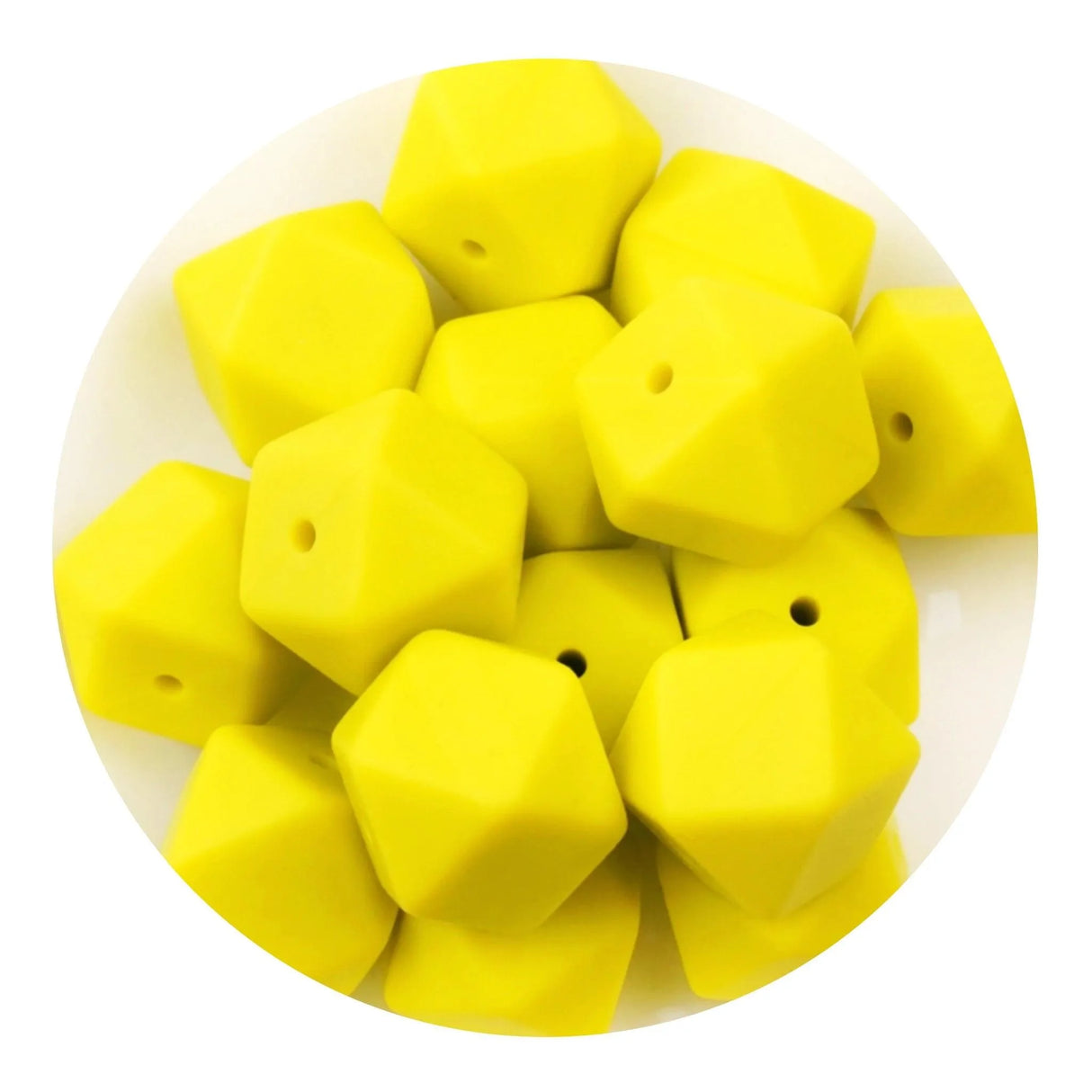 Silicone Bead Hexagon - Yellow  (5 Beads - 14mm)