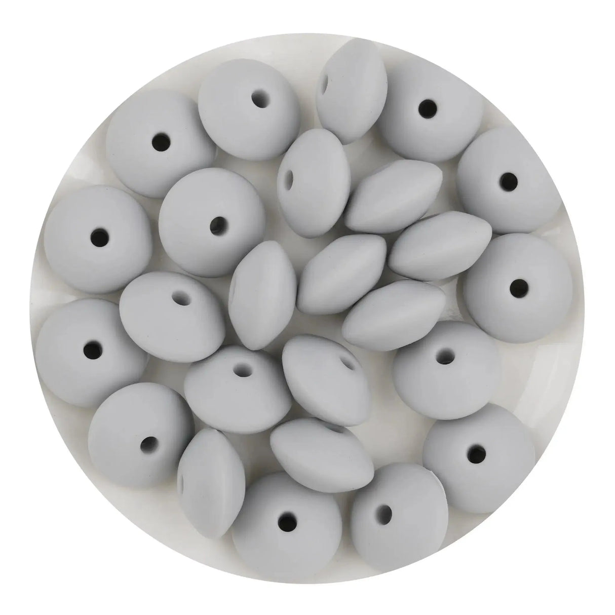Silicone Bead Lentil Disc - Gray (5 Piece - 15mm)
