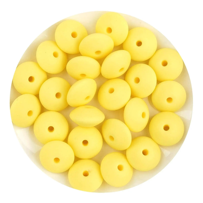 Silicone Bead Lentil Disc - Light Yellow (5 Piece - 15mm)