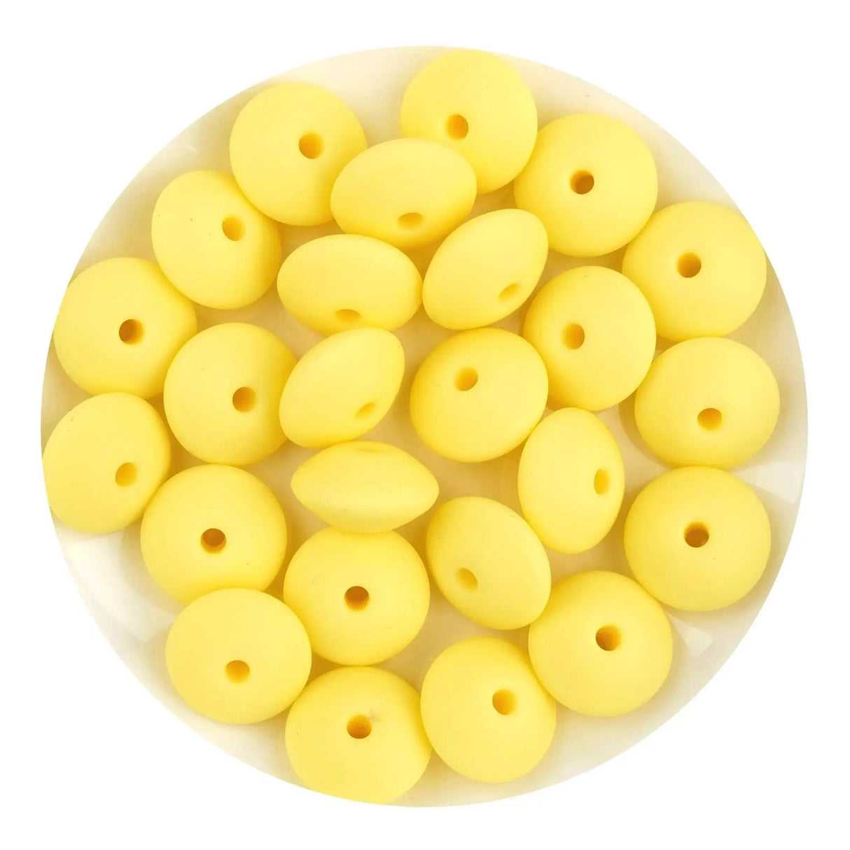 Silicone Bead Lentil Disc - Light Yellow (5 Piece - 15mm)