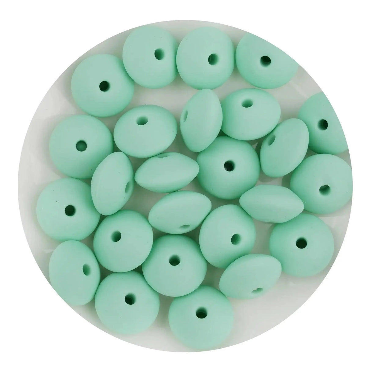 Silicone Bead Lentil Disc - Mint Green (5 Piece - 15mm)