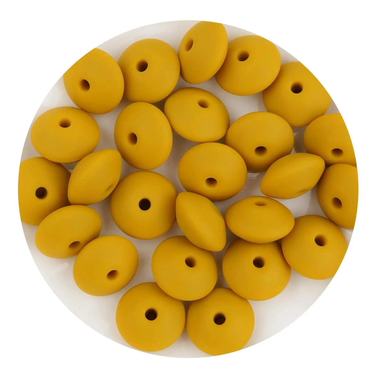 Silicone Bead Lentil Disc - Mustard (5 Piece - 15mm)
