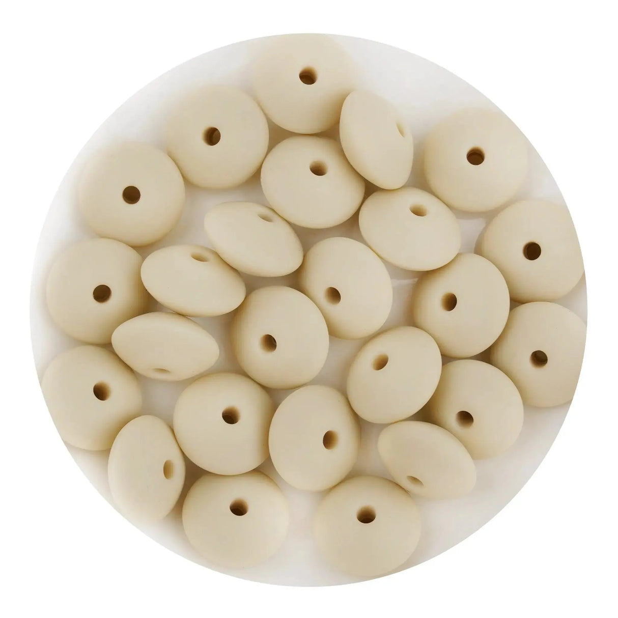 Silicone Bead Lentil Disc - Navajo White (5 Piece - 15mm)