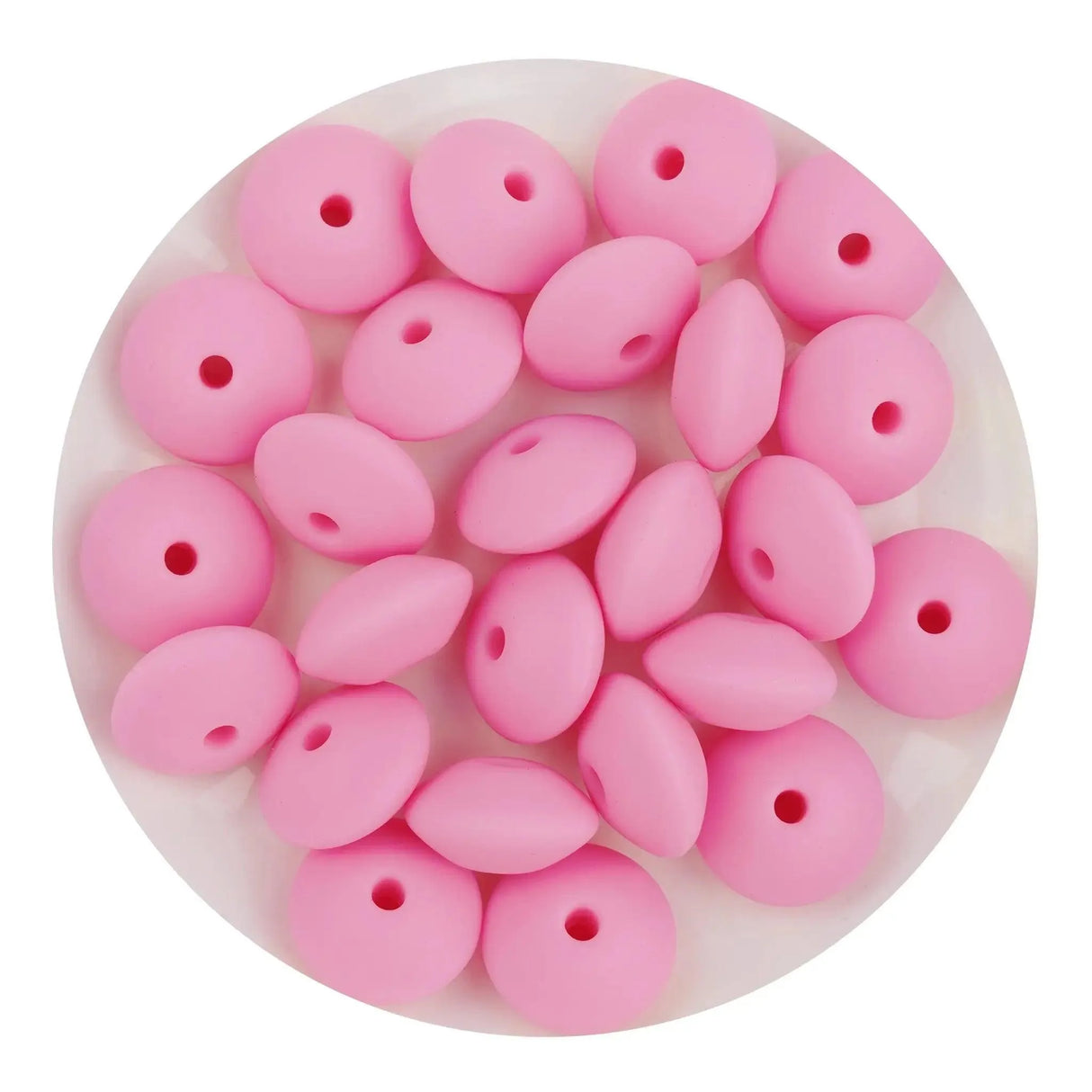 Silicone Bead Lentil Disc - Pink (5 Piece - 15mm)