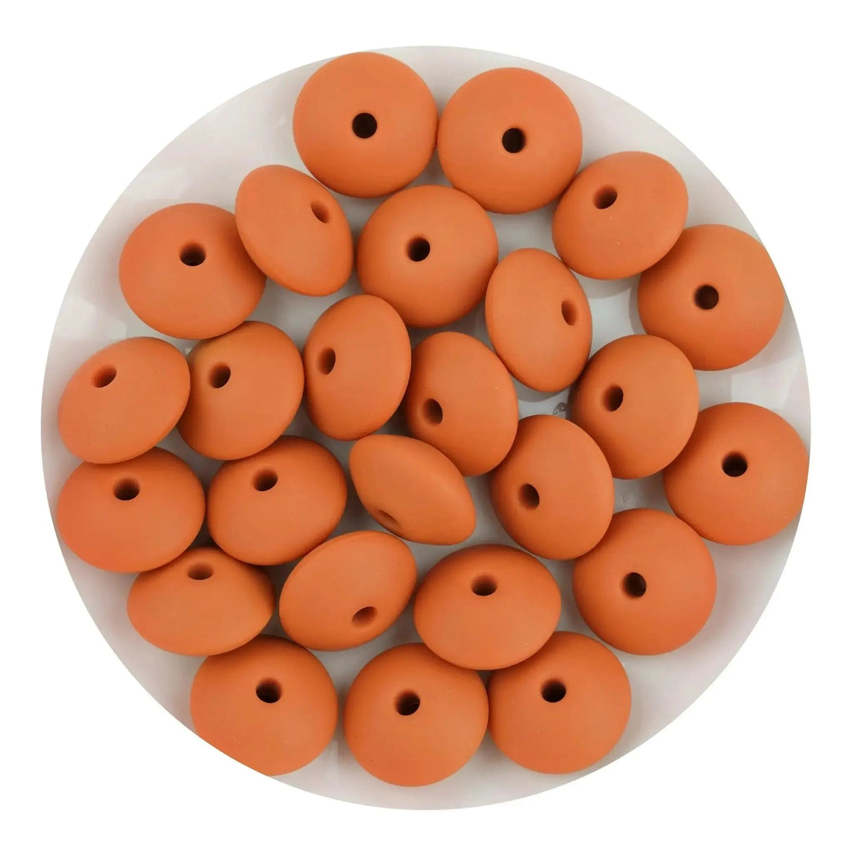 Silicone Bead Lentil Disc - Terra Cotta (5 Piece - 15mm)