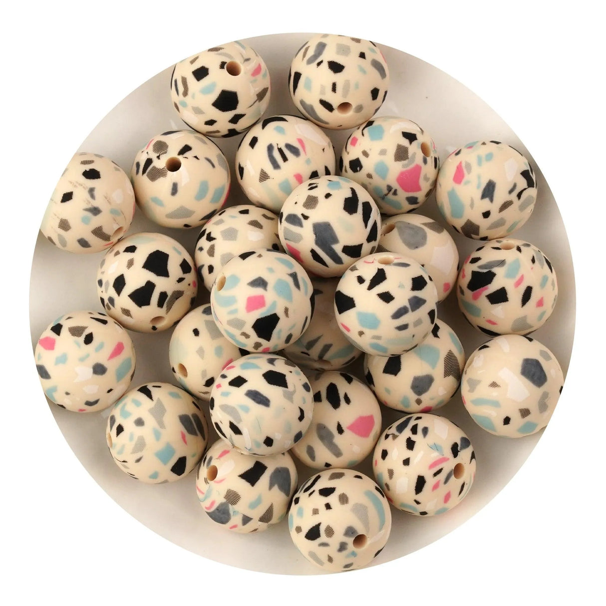 Silicone Bead Round - Butter Terrazzo (5 Beads - 15mm)