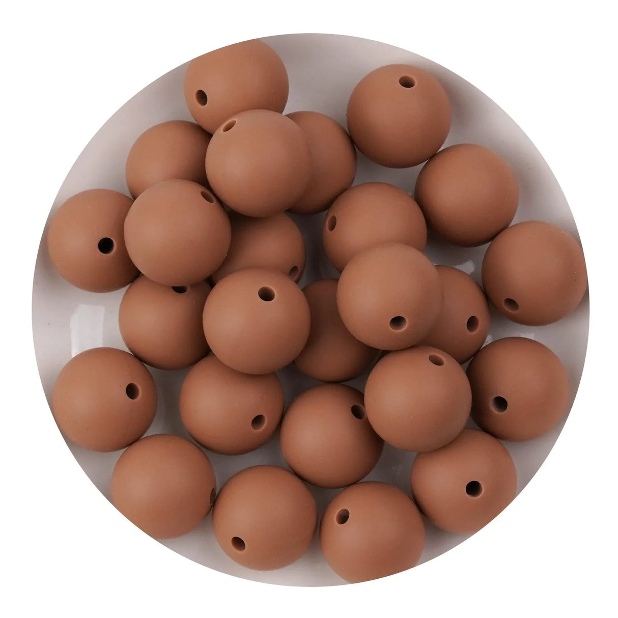Silicone Bead Round - Camel (5 Beads - 15mm)