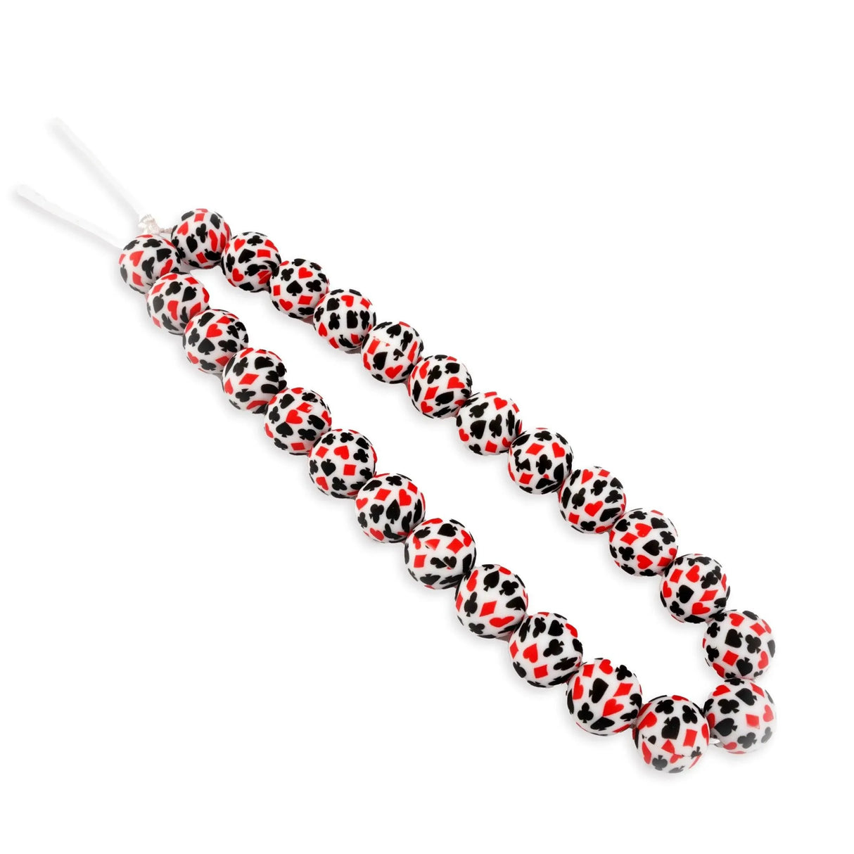 Silicone Bead Round - Card Suits (5 Beads - 15mm)