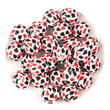Silicone Bead Round - Card Suits (5 Beads - 15mm)