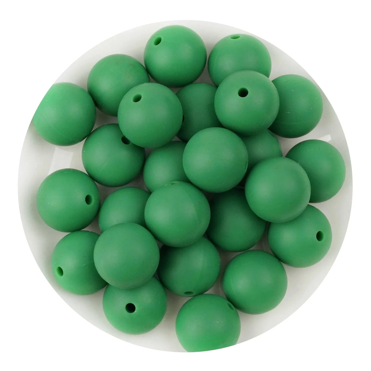Silicone Bead Round - Christmas Green (5 Beads - 15mm)