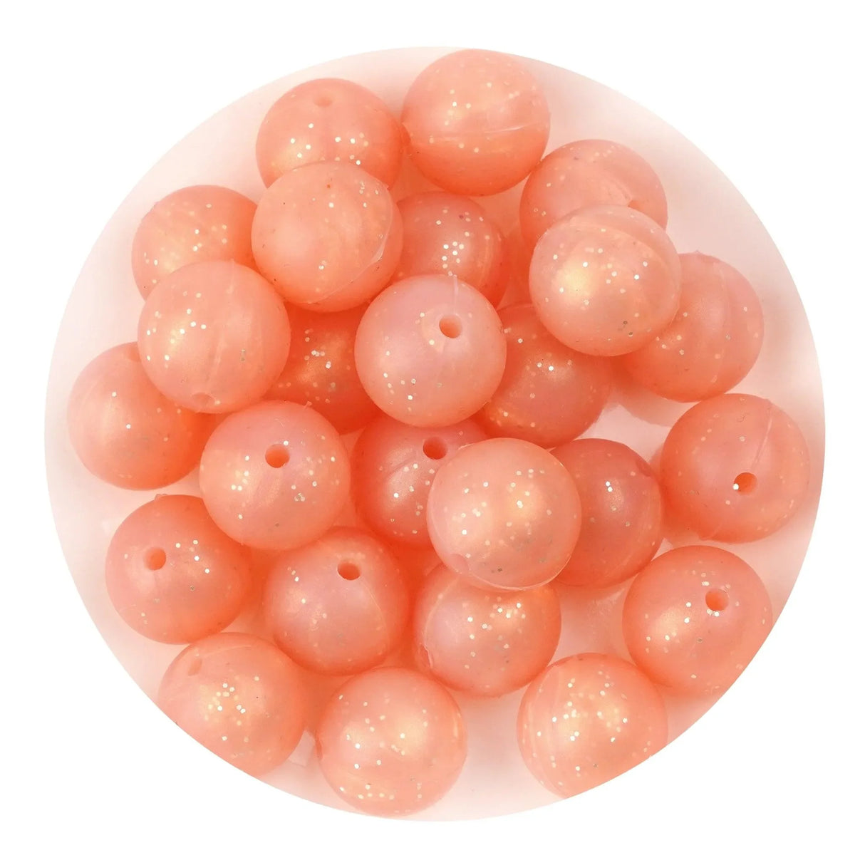 Silicone Bead Round - Glitter Rose Gold (5 Beads - 15mm)