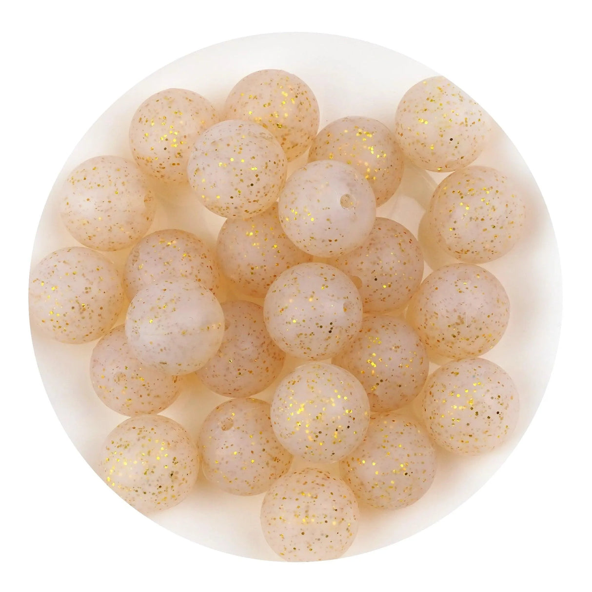 Silicone Bead Round - Glitter Yellow (5 Beads - 15mm)