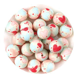 Silicone Bead Round - Hearts (5 Beads - 15mm)