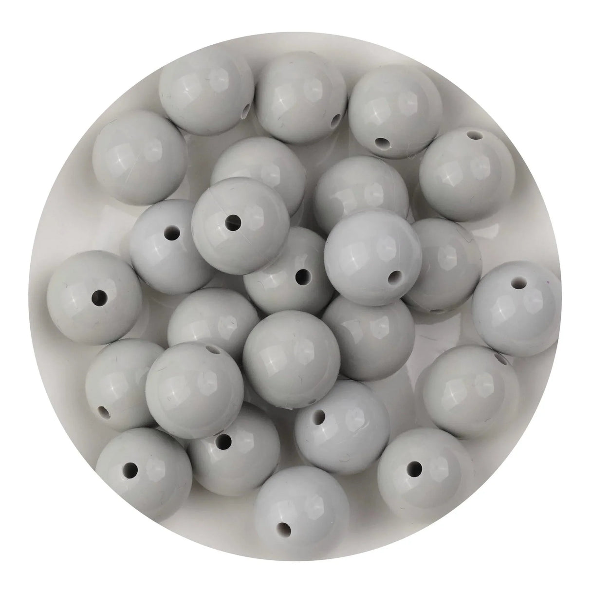 Silicone Bead Round - Liquid Light Gray (5 Beads - 15mm)