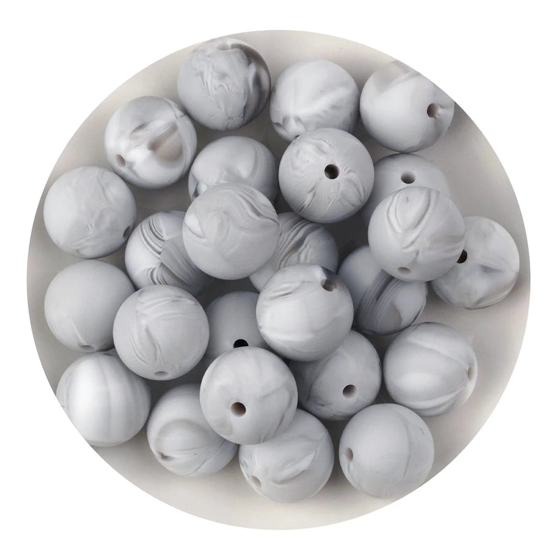 Silicone Bead Round - Marble (5 Beads - 15mm)