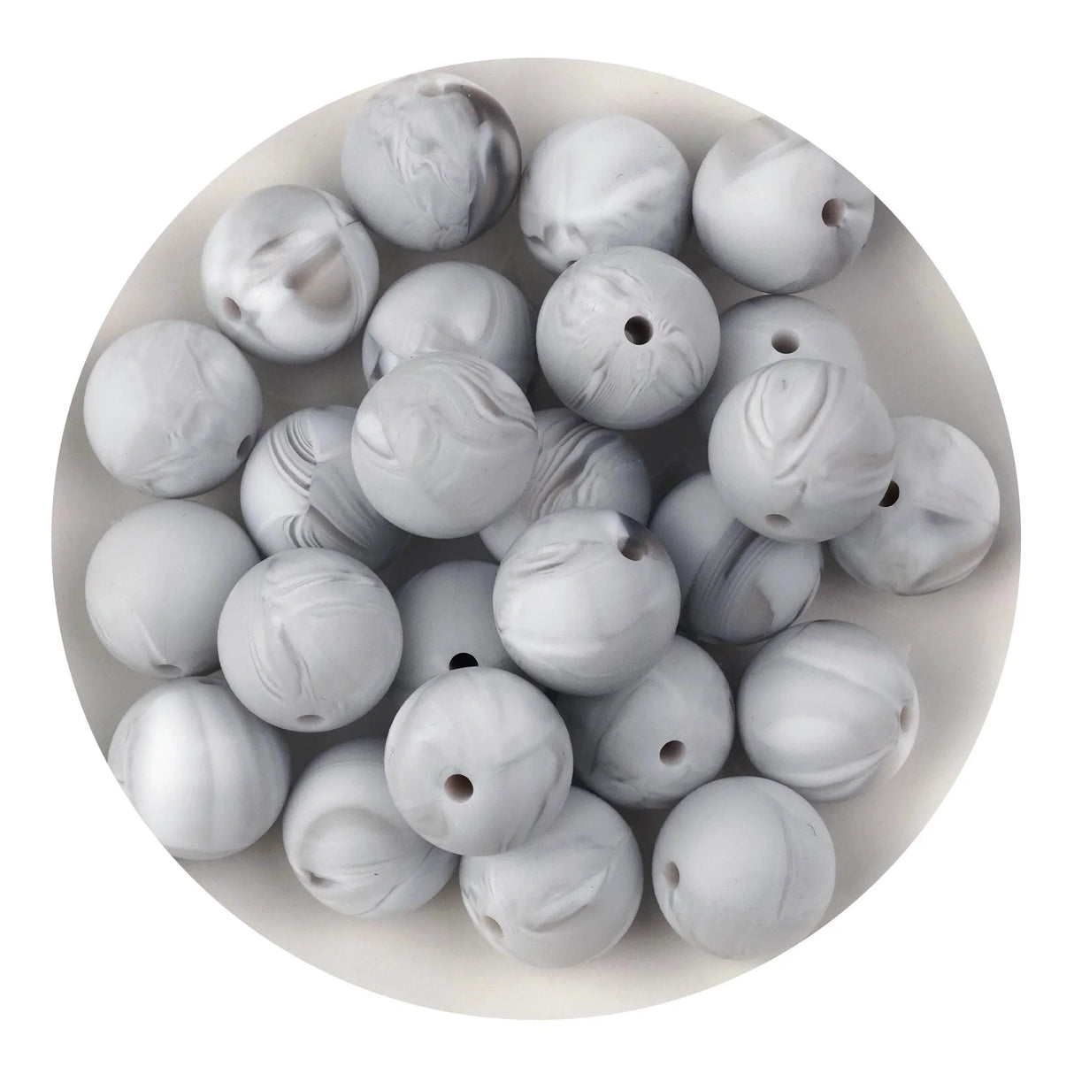 Silicone Bead Round - Marble (5 Beads - 15mm)