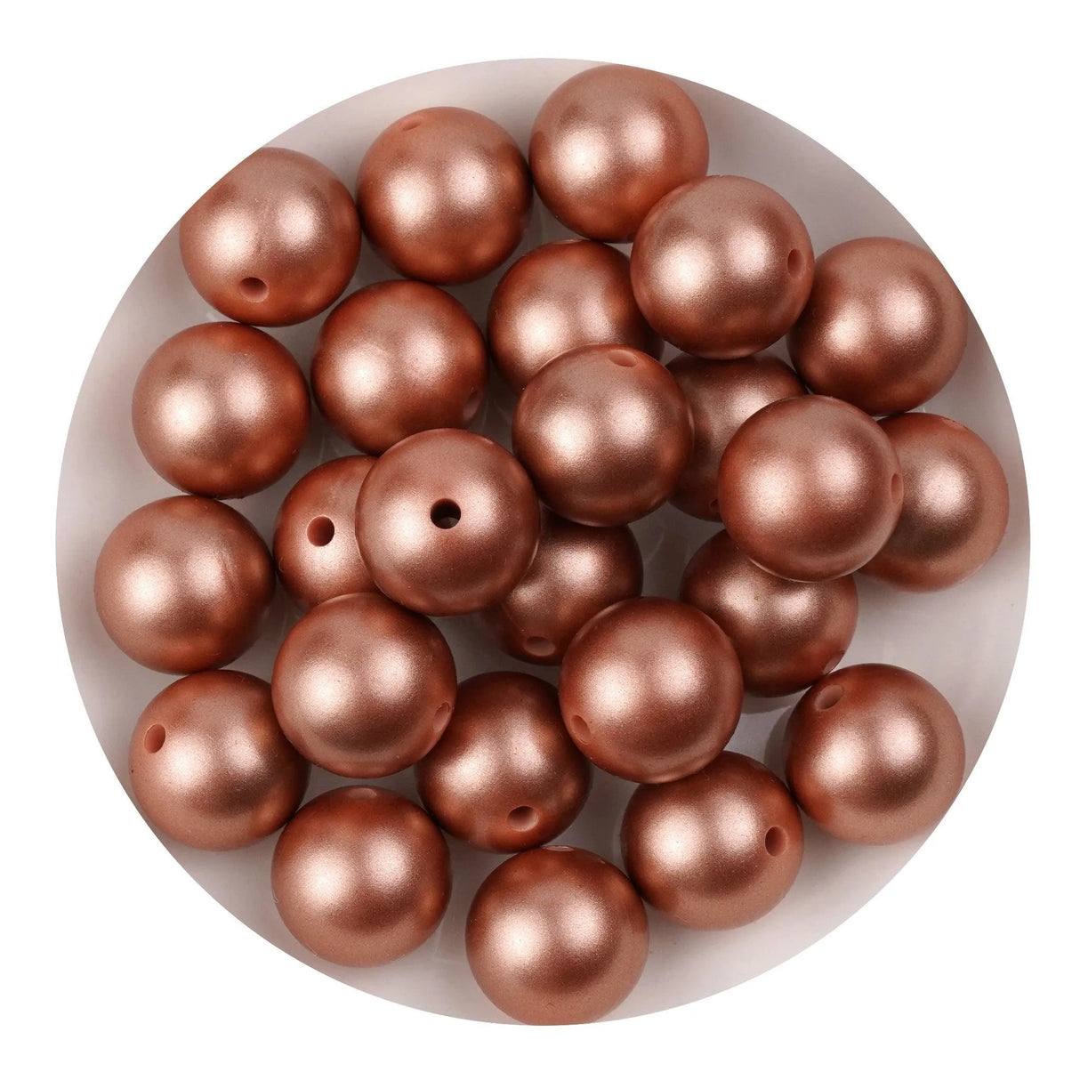 Silicone Bead Round - Metallic Copper (5 Beads - 15mm)