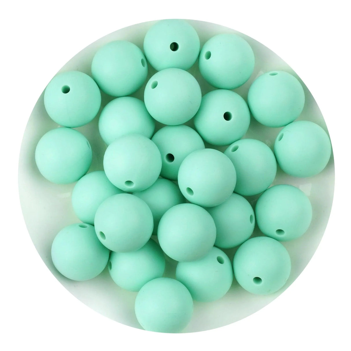 Silicone Bead Round - Mint Green (5 Beads - 15mm)