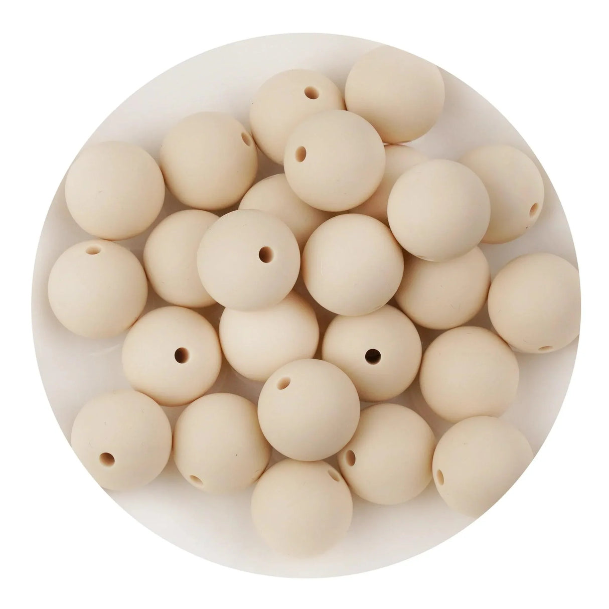 Silicone Bead Round - Navajo White (5 Beads - 15mm)