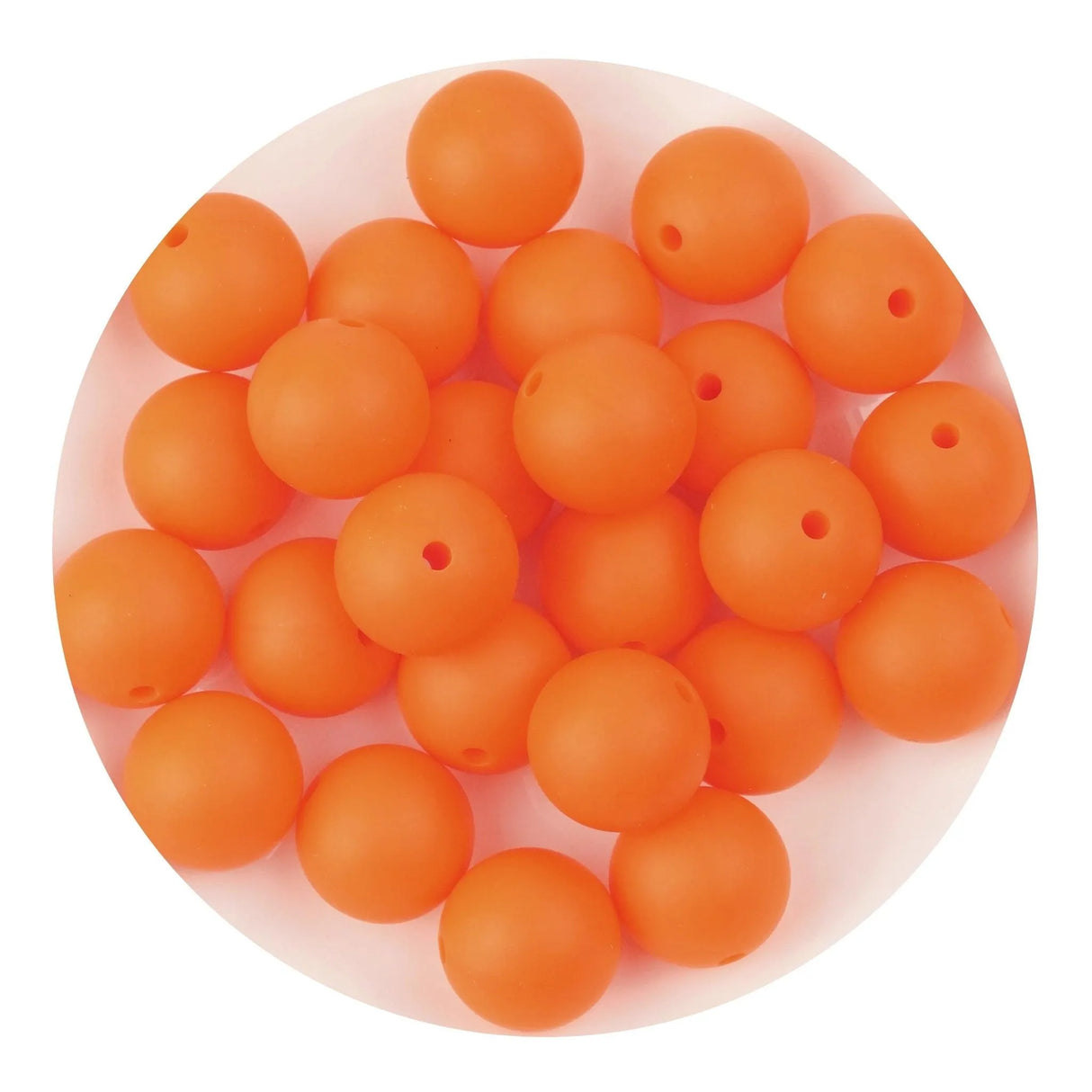 Silicone Bead Round - Orange (5 Beads - 15mm)