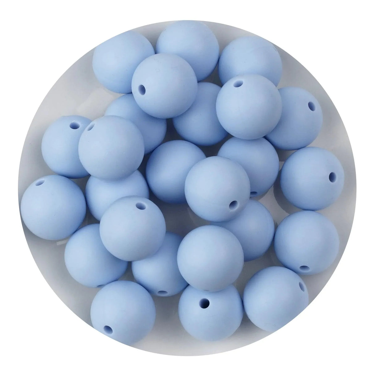 Silicone Bead Round - Pastel Blue (5 Beads - 15mm)