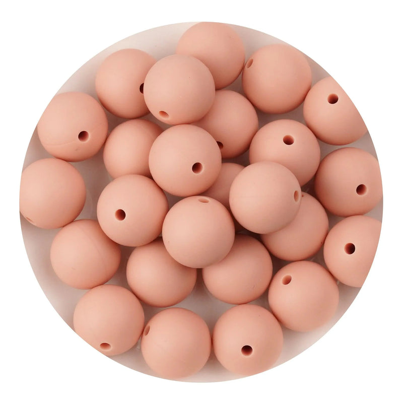 Silicone Bead Round - Peachy (5 Beads - 15mm)