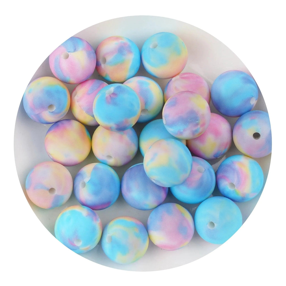 Silicone Bead Round - Rainbow (5 Beads - 15mm)