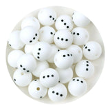 Silicone Bead Round - Snowman (5 Beads - 15mm)