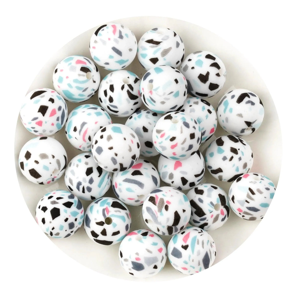 Silicone Bead Round - Terrazzo (5 Beads - 15mm)