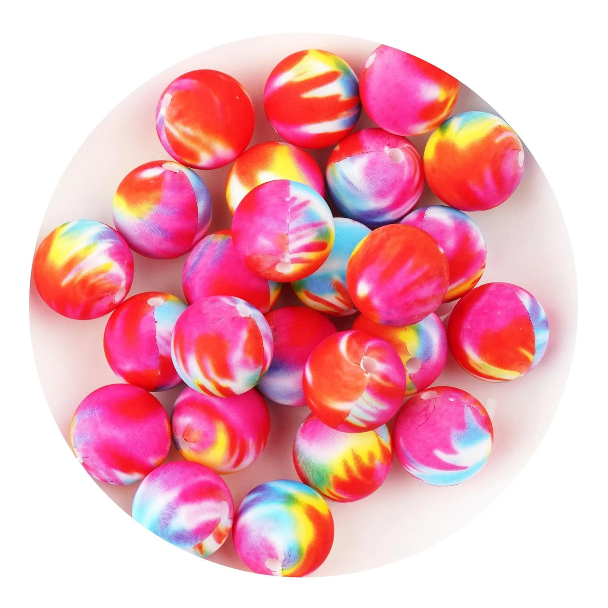 Silicone Bead Round - Tie Dye (5 Beads - 15mm)