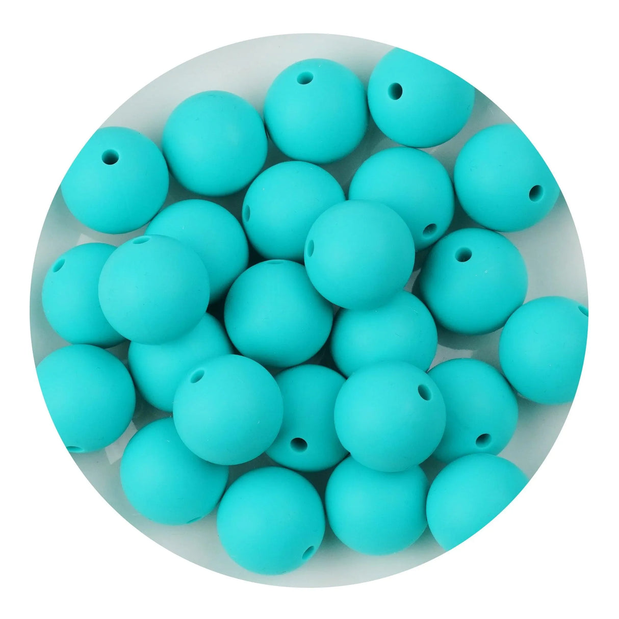 Silicone Bead Round - Turquoise (5 Beads - 15mm)