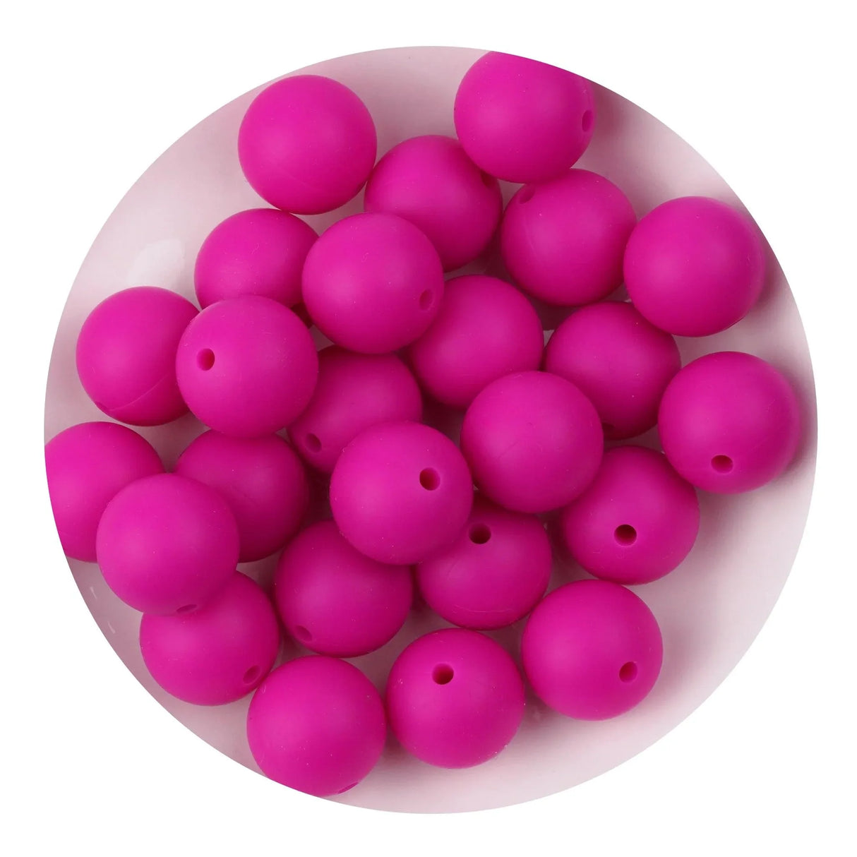 Silicone Bead Round - Violet Red (5 Beads - 15mm)