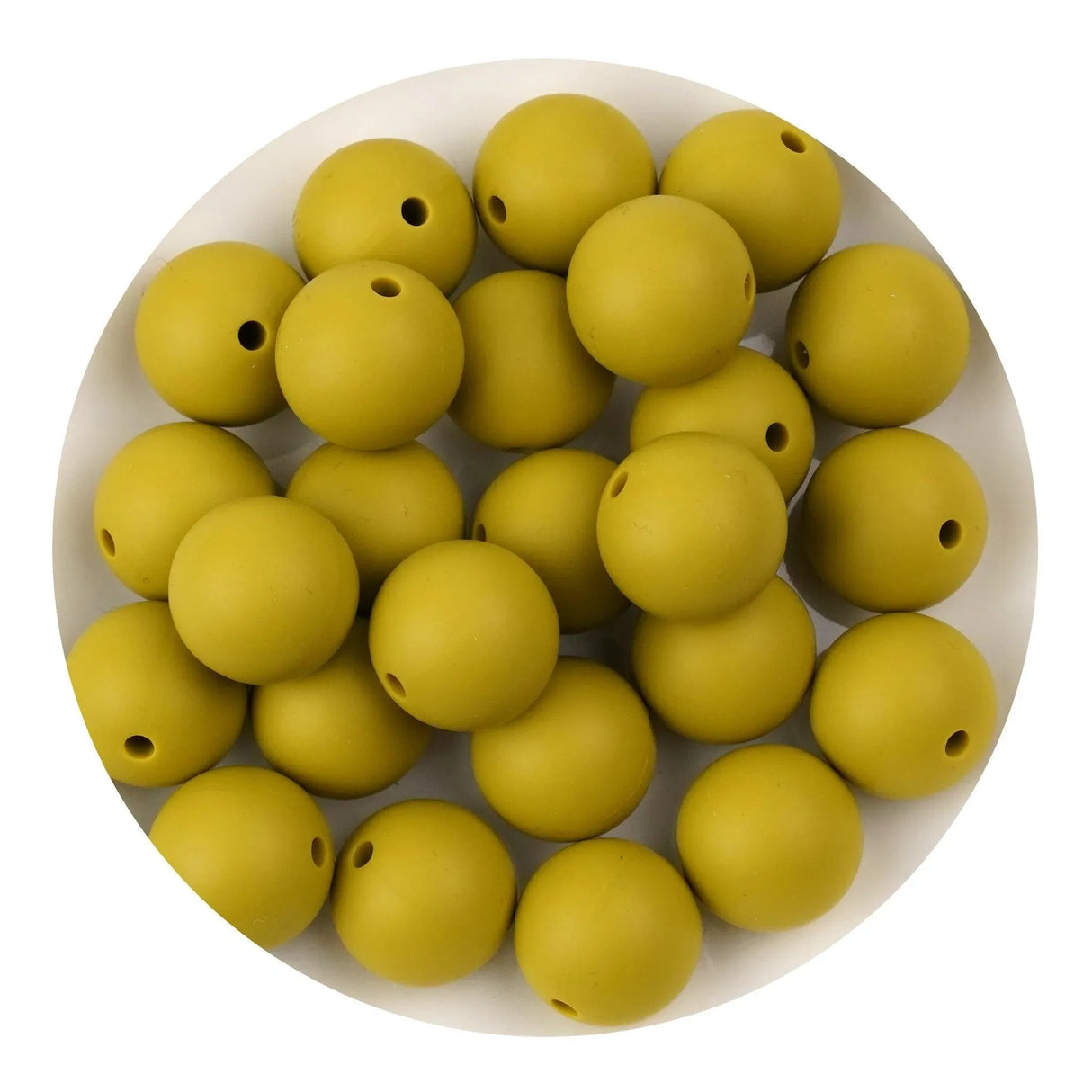 Silicone Bead Round - Yellowish Green (5 Beads - 15mm)