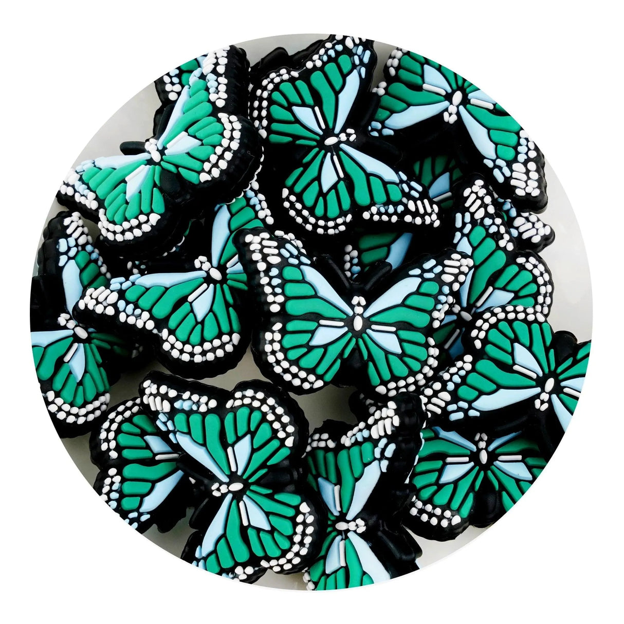 Silicone Focal Bead Butterfly - Green (5 Beads)