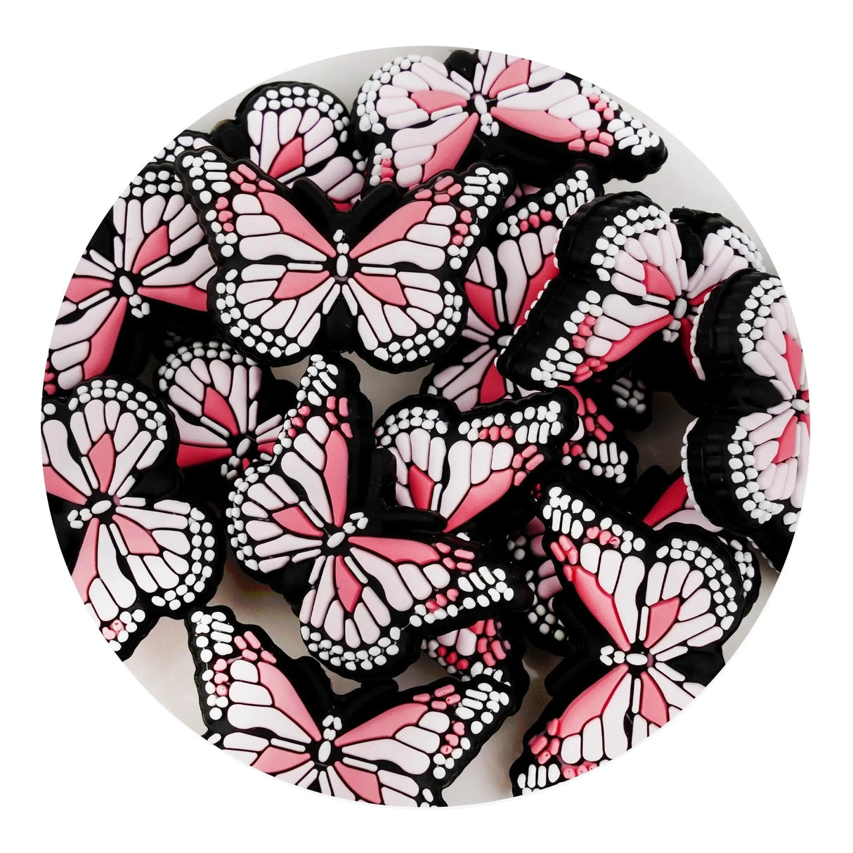 Silicone Focal Bead Butterfly - Pink (5 Beads)