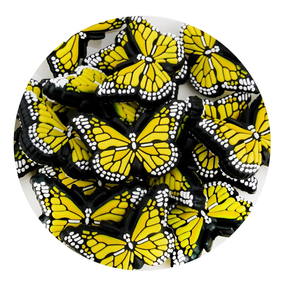 Silicone Focal Bead Butterfly - Yellow (5 Beads)