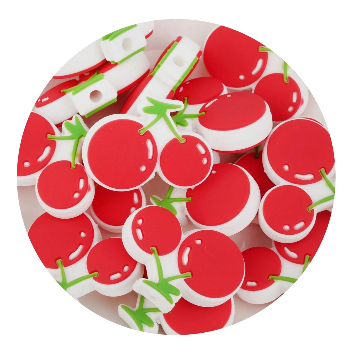 Silicone Focal Bead Cherry - Red (5 Beads)