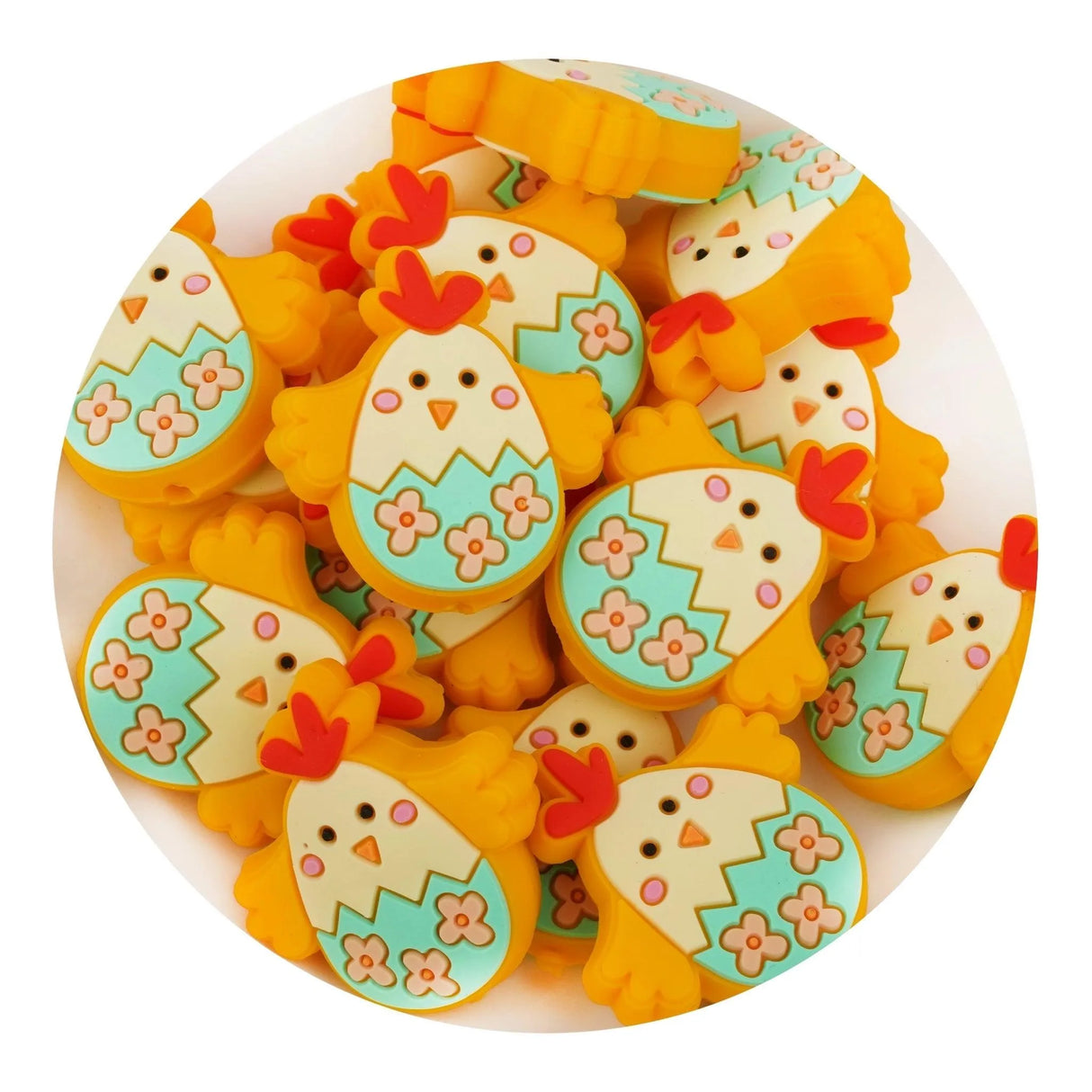 Silicone Focal Bead Chicken - Green (5 Beads)