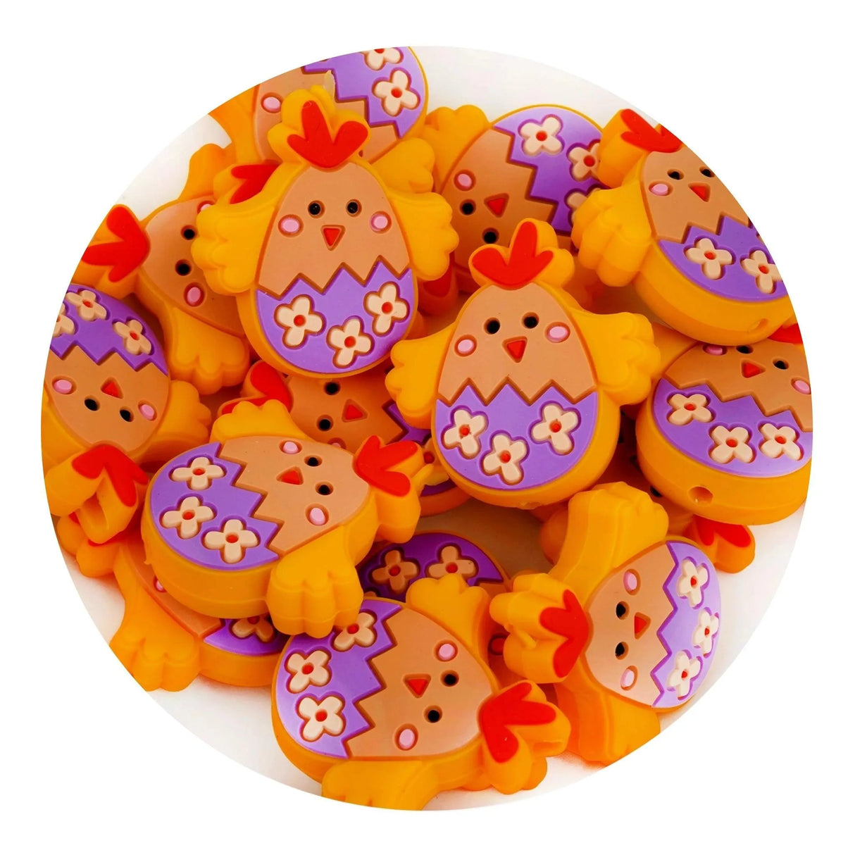 Silicone Focal Bead Chicken - Purple (5 Beads)