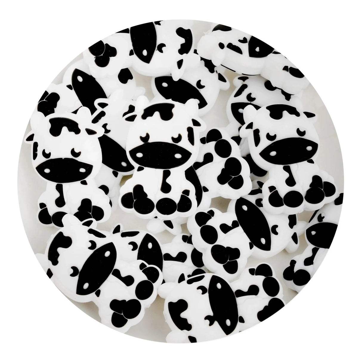 Silicone Focal Bead Cow - Black (5 Beads)